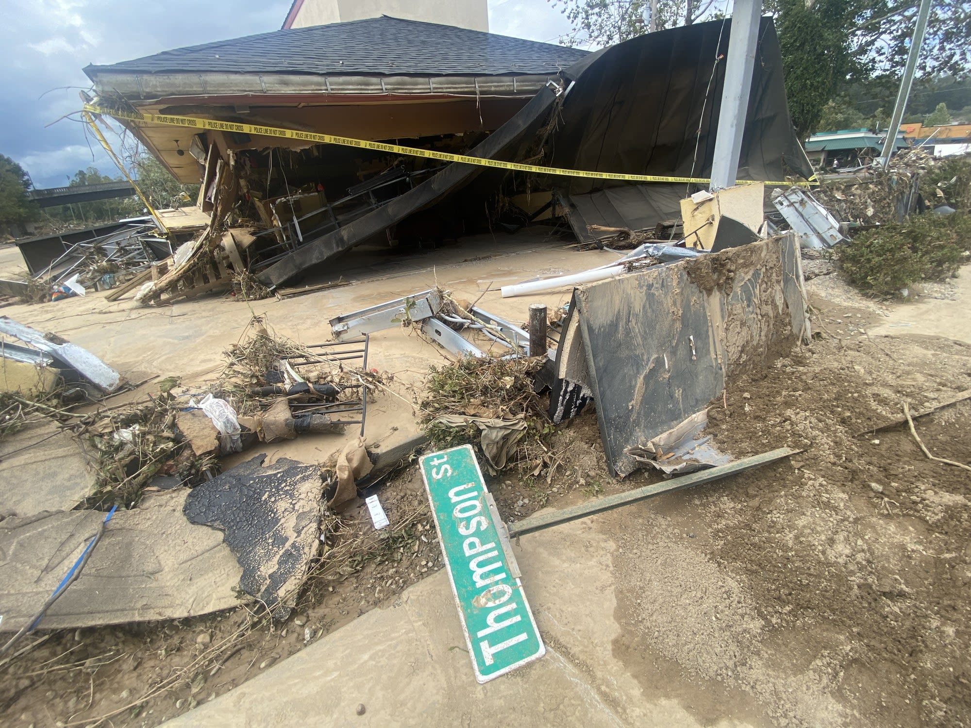 The aftermath of Hurricane Helene near Biltmore Village