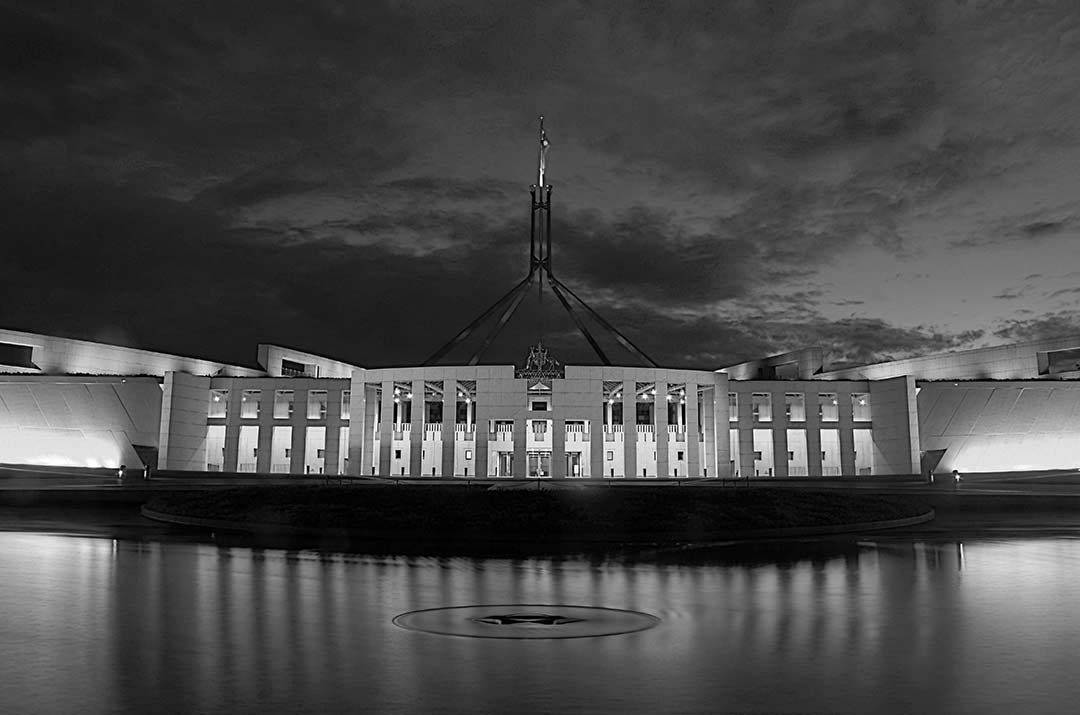 black and white photo of parliament house
